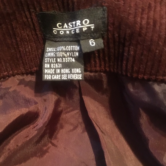 Castro Concept corduroy lined blazer. EUC - Picture 6 of 8